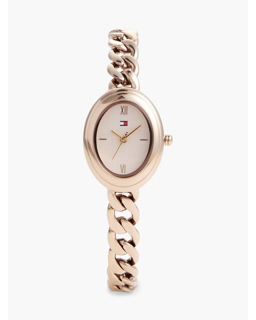 Tommy Hilfiger Metallic Oval Dial Rose Gold-plated Bracelet Watch