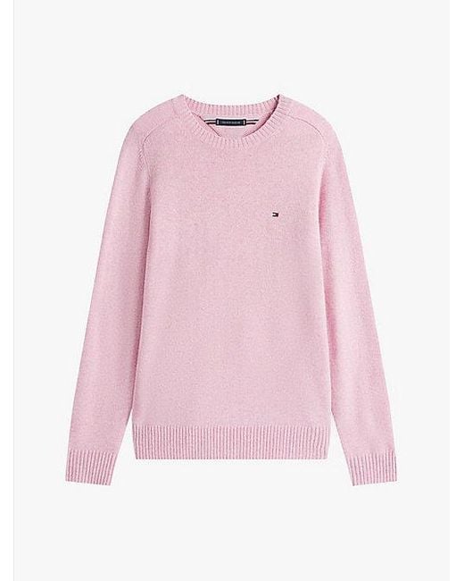 Tommy Hilfiger Trui Van Zuivere Lamswol Met Ronde Hals in het Pink voor heren