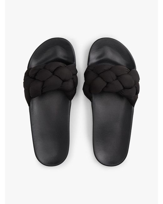 Tommy Hilfiger White Embossed Braided Strap Slides