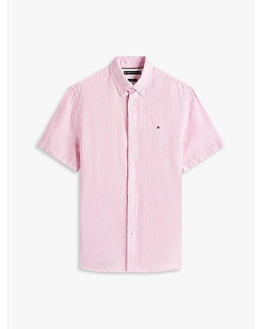 Tommy Hilfiger Gewaschenes Hemd Aus Reinem Leinen in Pink für Herren