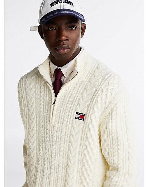 Tommy Hilfiger Reißverschluss-Pullover Mit Wolle in Natural für Herren