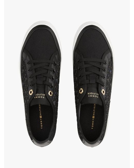 Tommy Hilfiger Black Th Monogram Embroidery Mesh Trainers