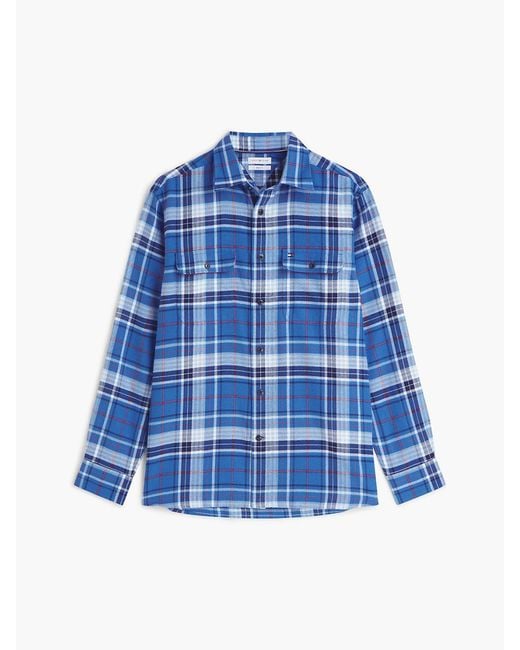 Tommy Hilfiger Blue Relaxed Fit Brushed Check Shirt for men