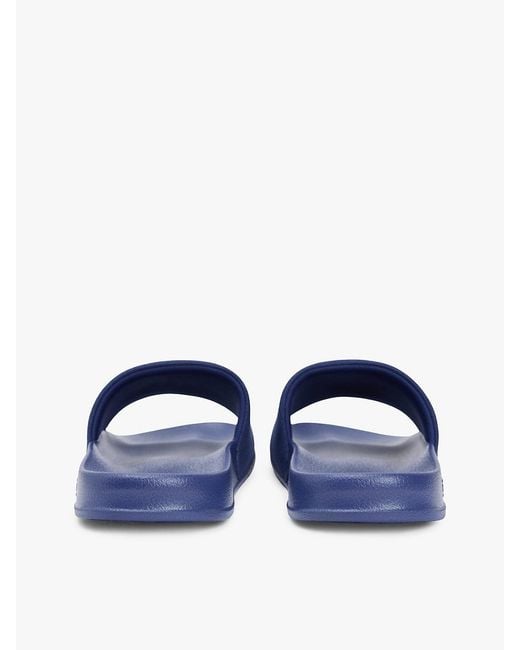 Tommy Hilfiger Blue Logo Embroidery Canvas Pool Slides for men