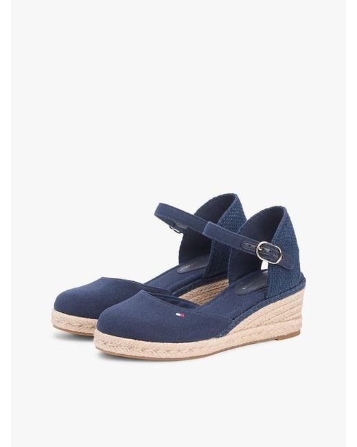 Tommy Hilfiger Blue Canvas Wedge Espadrilles
