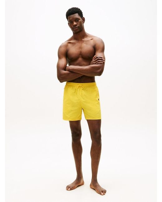 Tommy Hilfiger White Original Logo Mid Length Swim Shorts for men