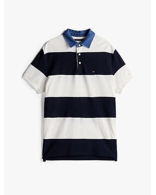 Tommy Hilfiger Relaxed Fit Polo Met Rugbystreep in het Blue voor heren