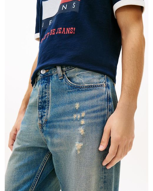 Tommy Hilfiger Blue Sonny Distressed Regular Tapered Leg Jeans for men