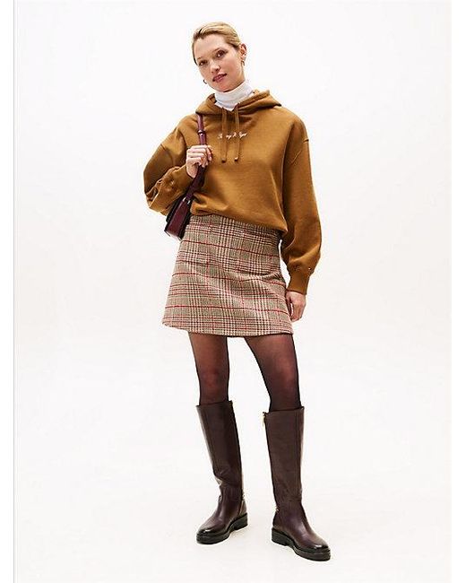 Tommy Hilfiger Relaxed Fit Hoodie Met Getextureerd Logo in het Brown