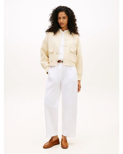 Tommy Hilfiger Natural Tone Button Interlock Knit Relaxed Cardigan
