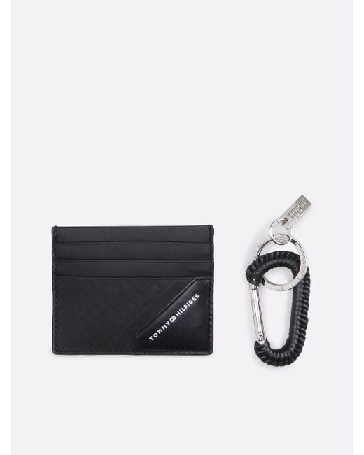 Tommy Hilfiger White Leather Card Holder And Key Fob Gift Set for men