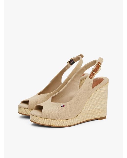 Sandali Espadrillas Con Plateau E Cinturino di Tommy Hilfiger in Natural