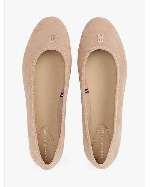 Tommy Hilfiger Suède Ballerina Met Th-Monogram in het White