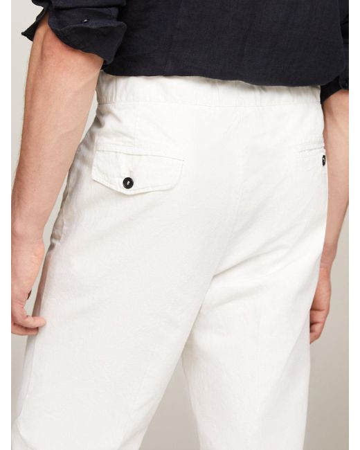 Tommy Hilfiger White Pressed Crease Adjustable Waist Trousers for men