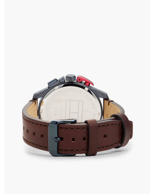 Tommy Hilfiger Blue Dial Leather Strap Chronograph Watch for men