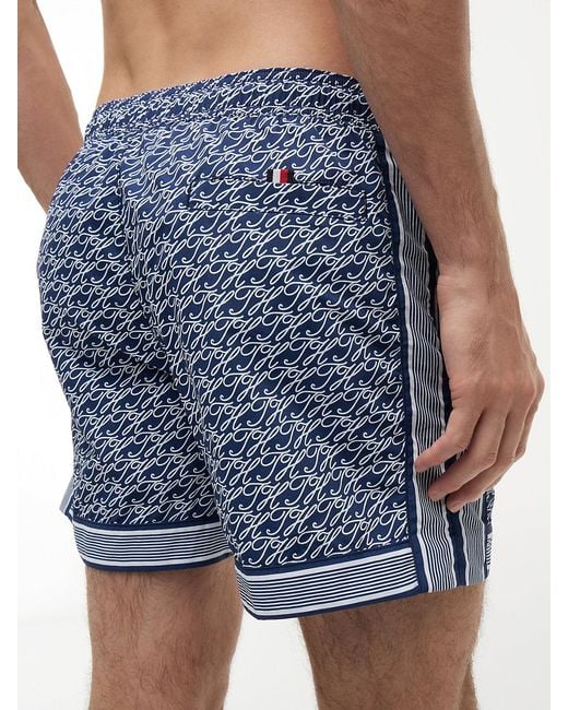 Tommy Hilfiger Blue Print Mid Length Swim Shorts for men