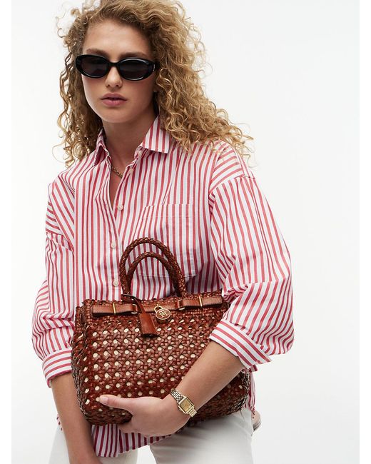 Tommy Hilfiger Brown The American Icon Braided Leather Tote Bag