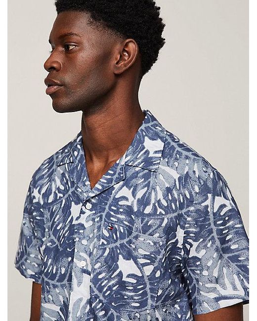 Camisa de manga corta con estampado tropical Tommy Hilfiger de hombre de color Blue