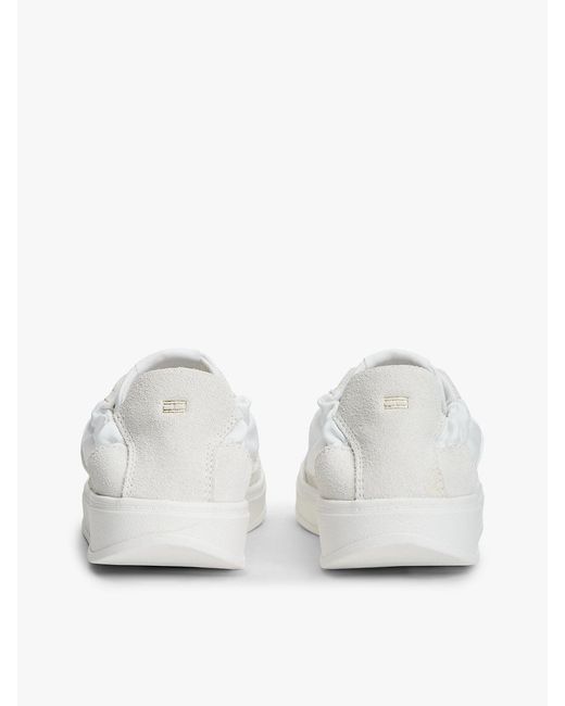 Tommy Hilfiger White Suede Scrunch Back Trainers
