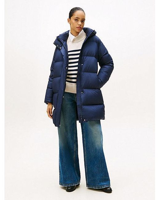 Tommy Hilfiger Waterafstotende Donsjas Met Capuchon in het Blue