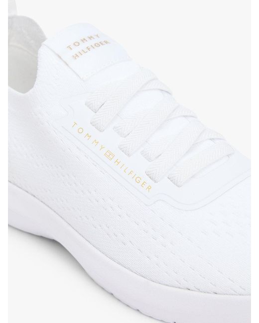 Tommy Hilfiger White Knit Lightweight Mono-Sock Slip-On Trainers