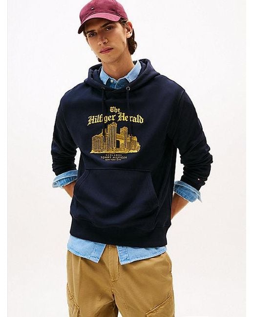 Tommy Hilfiger Relaxed Fit Hoodie Met Trekkoord En Logo in het Blue voor heren