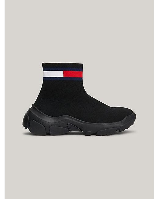 Tommy Hilfiger Chunky Instapsneaker Met Mono-sock Design in het Black