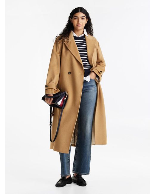 Tommy Hilfiger Natural Wool Blend Double Breasted Coat
