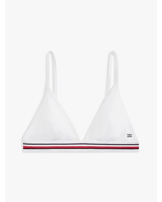 Tommy Hilfiger White Global Stripe Triangle Bikini Top