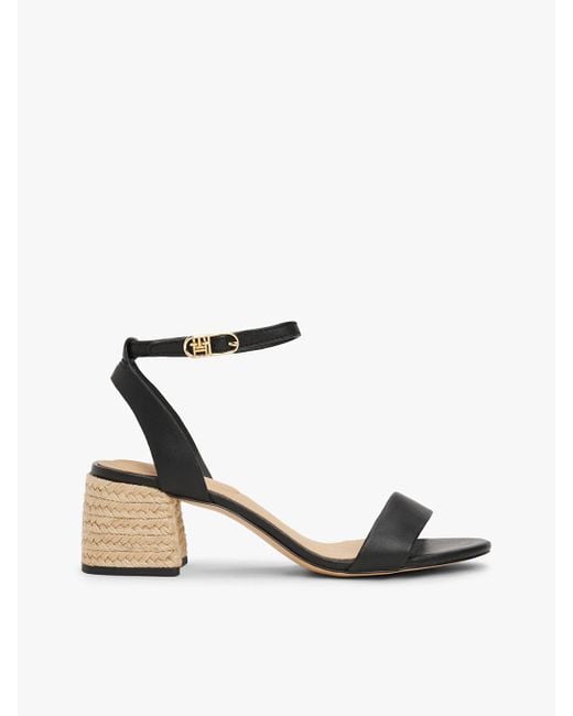 Tommy Hilfiger White Leather Espadrille Heel Sandals