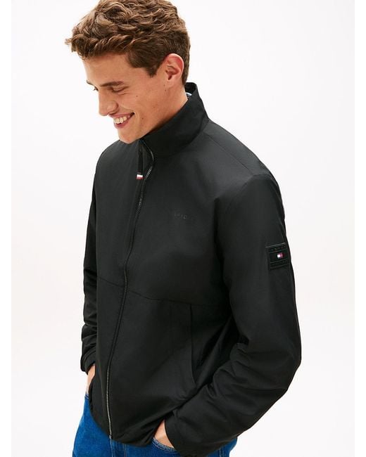 Tommy Hilfiger Blue Water Resistant Tonal Logo Zip-Thru Jacket for men