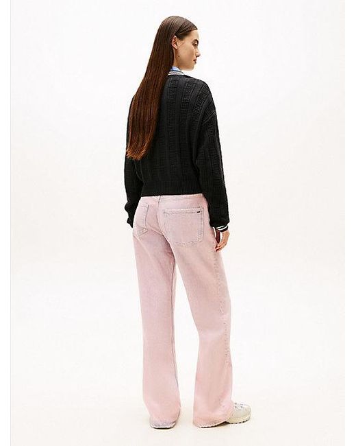 Jersey Amplio De Punto Trenzado Con Logo Tommy Hilfiger de color Black