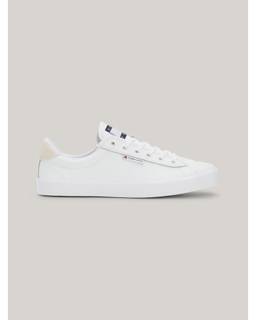 Tommy Hilfiger White Logo Bumper Sole Leather Trainers for men