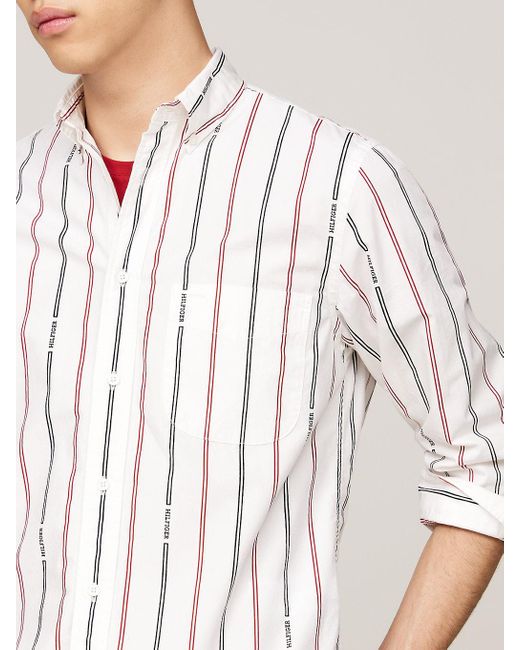 Chemise coupe standard à monotype Hilfiger Tommy Hilfiger pour homme en coloris White