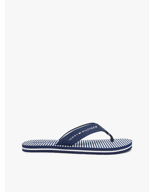 Tommy Hilfiger Blue Webbing Strap Ithaca Stripe Flip-Flops