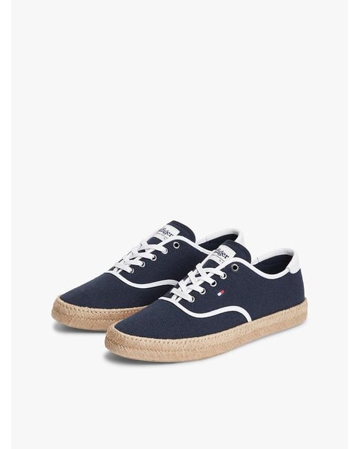 Tommy Hilfiger Blue Canvas Espadrille Hybrid Trainers With Linen for men