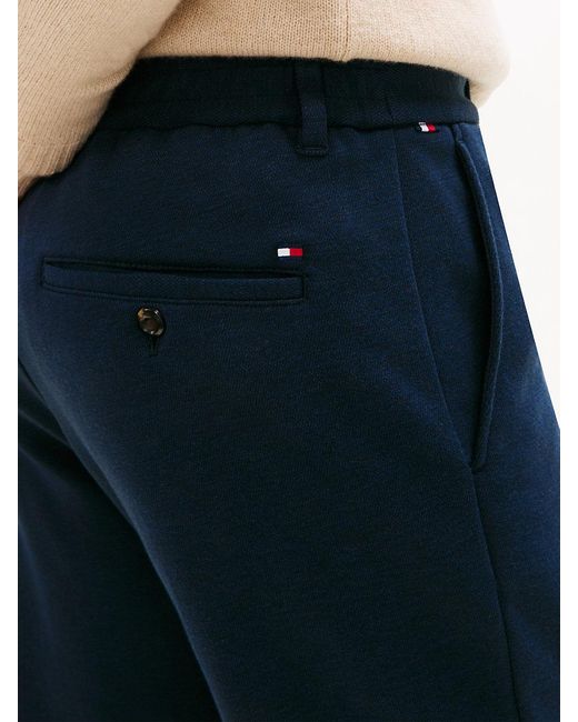 Tommy Hilfiger Blue Harlem Interlock Knit Pique Tapered Leg Trousers for men