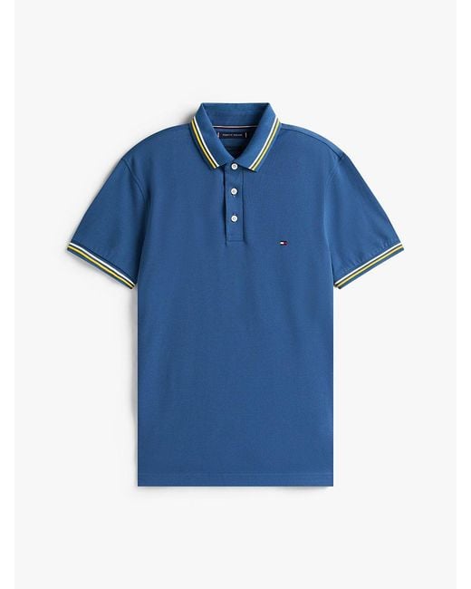 Tommy Hilfiger Blue Slim Fit Tipped Pique Polo Shirt for men