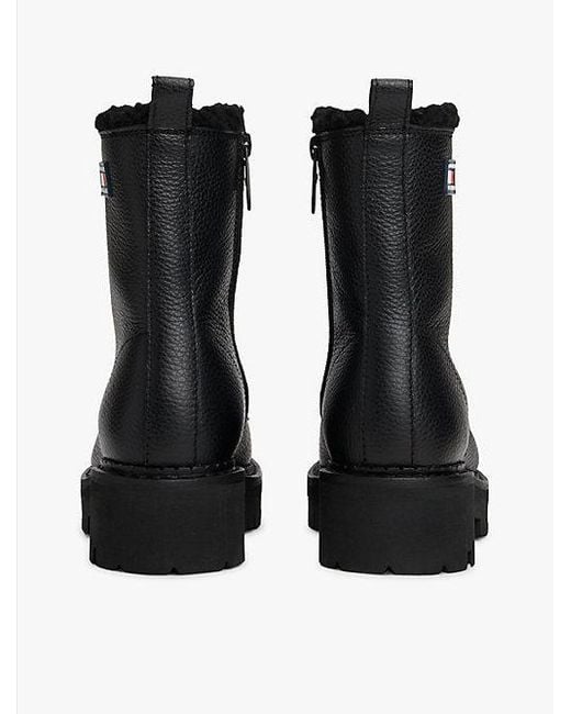 Botas De Media Caña De Piel Forradas Tommy Hilfiger de color Black