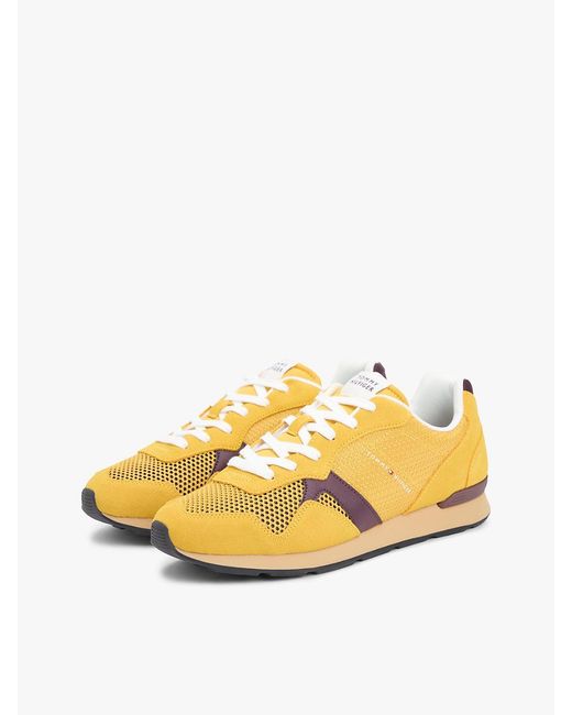 Tommy Hilfiger Yellow Mixed Texture Mesh Cleat Trainers for men