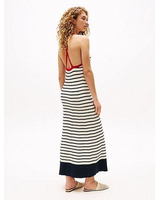 Vestido Largo The Sofia Capsule Con Rayas Tommy Hilfiger de color White
