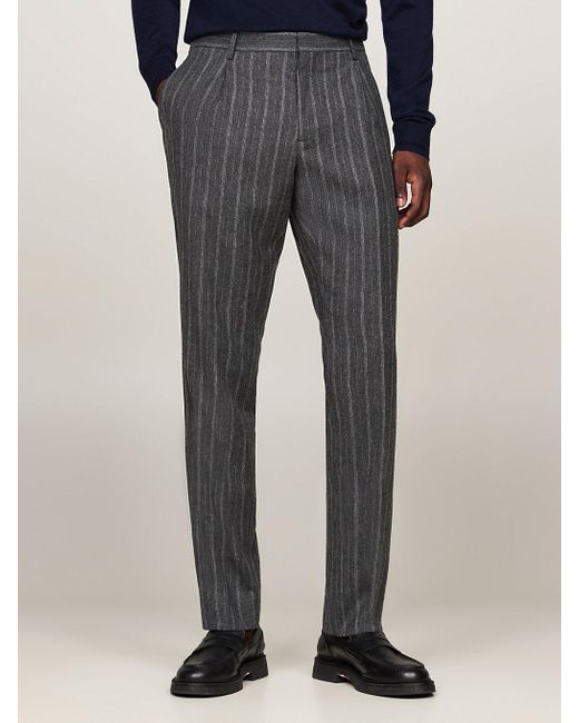 Tommy Hilfiger Gray Pinstripe Flannel Trousers for men