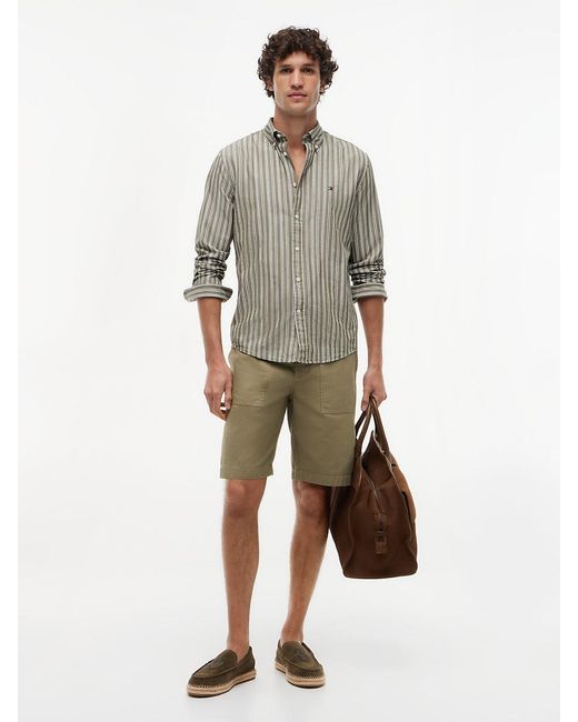 Tommy Hilfiger Gray Regular Fit Textured Stripe Poplin Shirt for men