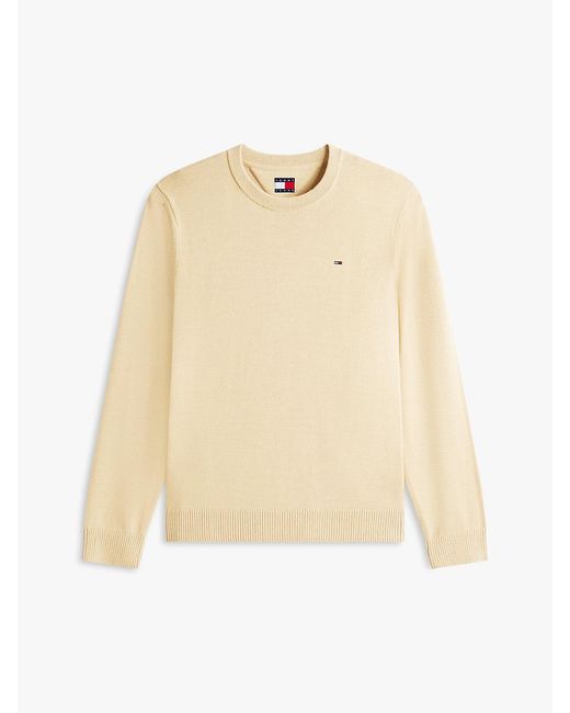 Tommy Hilfiger Natural Tommy Flag Embroidery Lightweight Slim Jumper for men