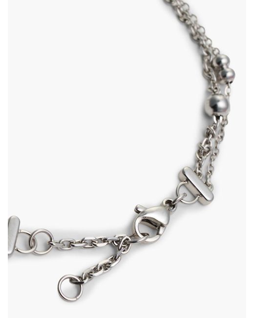 Tommy Hilfiger White Stainless Steel Heart Charm Layered Bracelet
