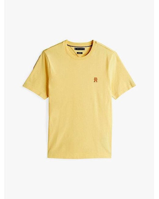 Tommy Hilfiger T-Shirt Met Contrasterend Geborduurd Th-Monogram in het Yellow voor heren