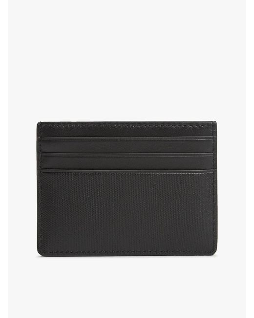 Tommy Hilfiger Black Leather Caviar Grain Card Holder for men