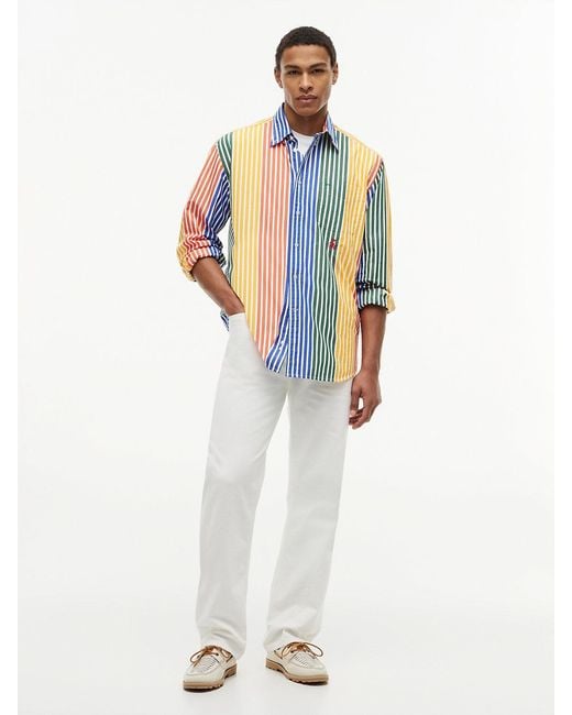 Tommy Hilfiger Blue Relaxed Fit Multicolour Stripe Poplin Shirt for men