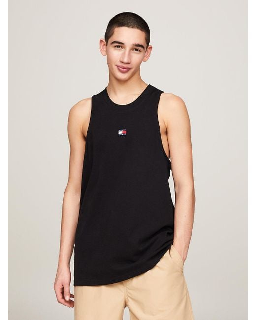 Débardeur à logo brodé Tommy Hilfiger pour homme en coloris Black