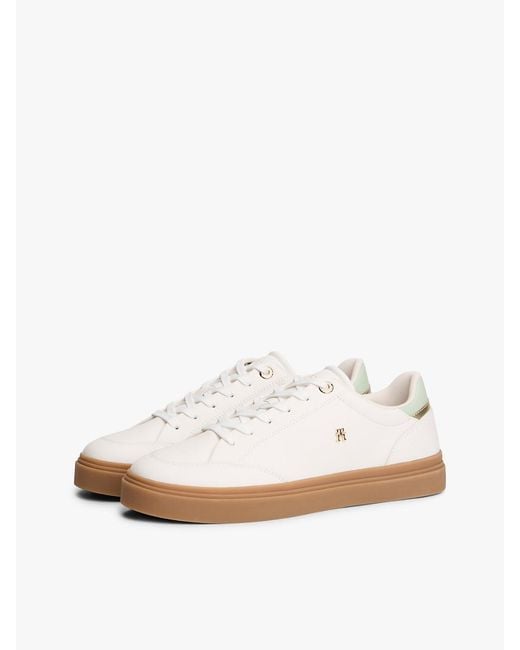 Tommy Hilfiger White Th Monogram Leather Trainers